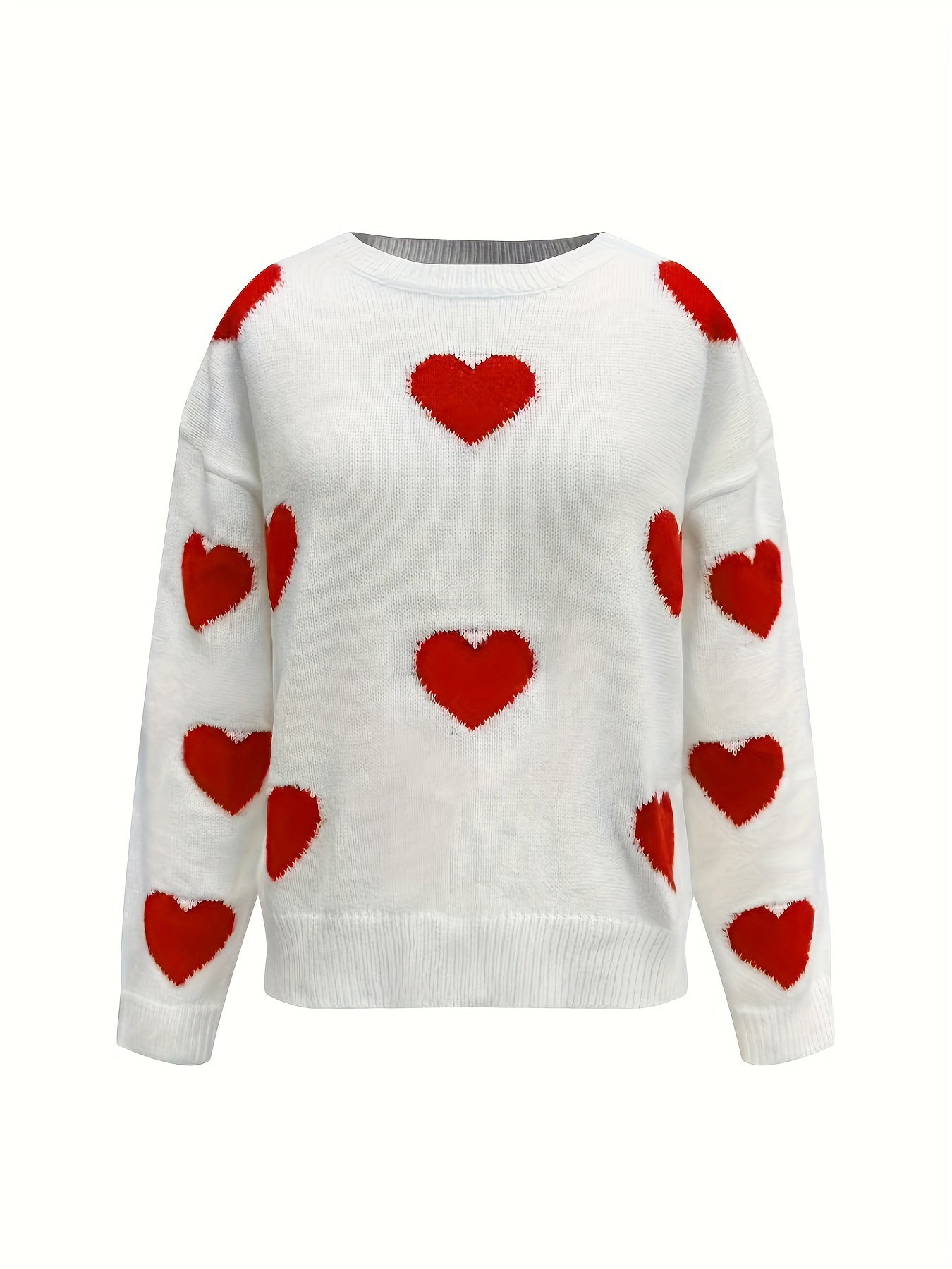 Valentine’s Day Heart Round Neck Long Sleeve Sweater nt