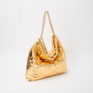 Metalic Gold Quilted Puffy Hobo Bag/jj