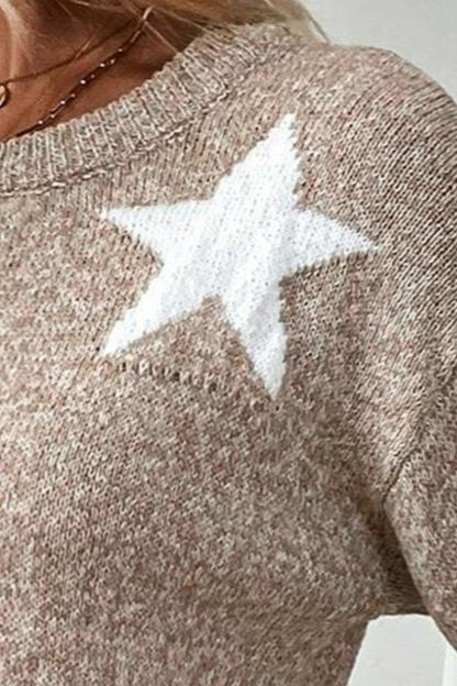 Star Round Neck Dropped Shoulder Sweater (Copy) (Copy)