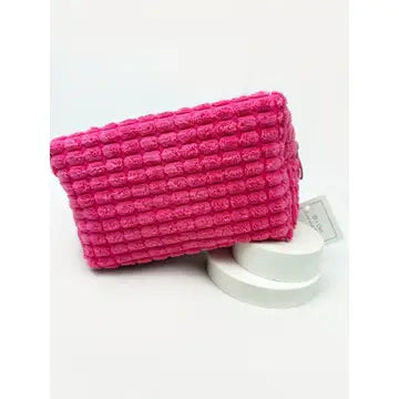 Love & Repeat Soft Puff Textured Light Weight Cosmetic Bag/Pink/jj