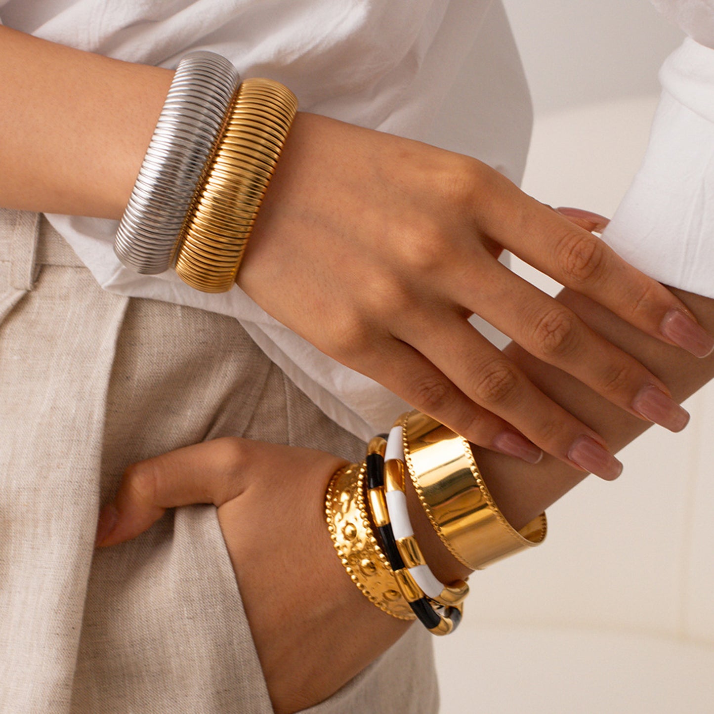 18K Gold-Plated Stainless Steel Bracelet - Gold Spiral