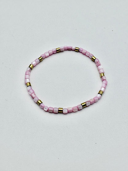 Bohemian Natural Shell Bracelet/Baby Pink/jj/Code #2