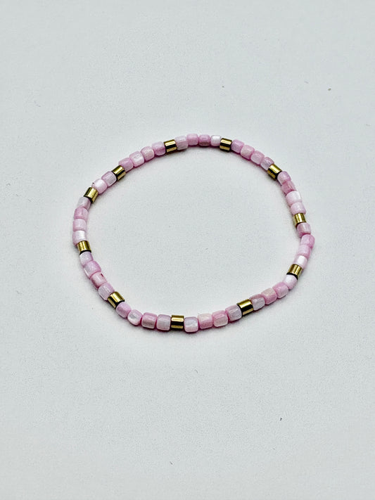 Bohemian Natural Shell Bracelet/Baby Pink/jj/Code #2
