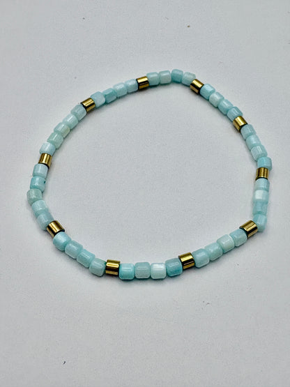 Bohemian Natural Shell Bracelet/Baby Blue/jj/Code #2