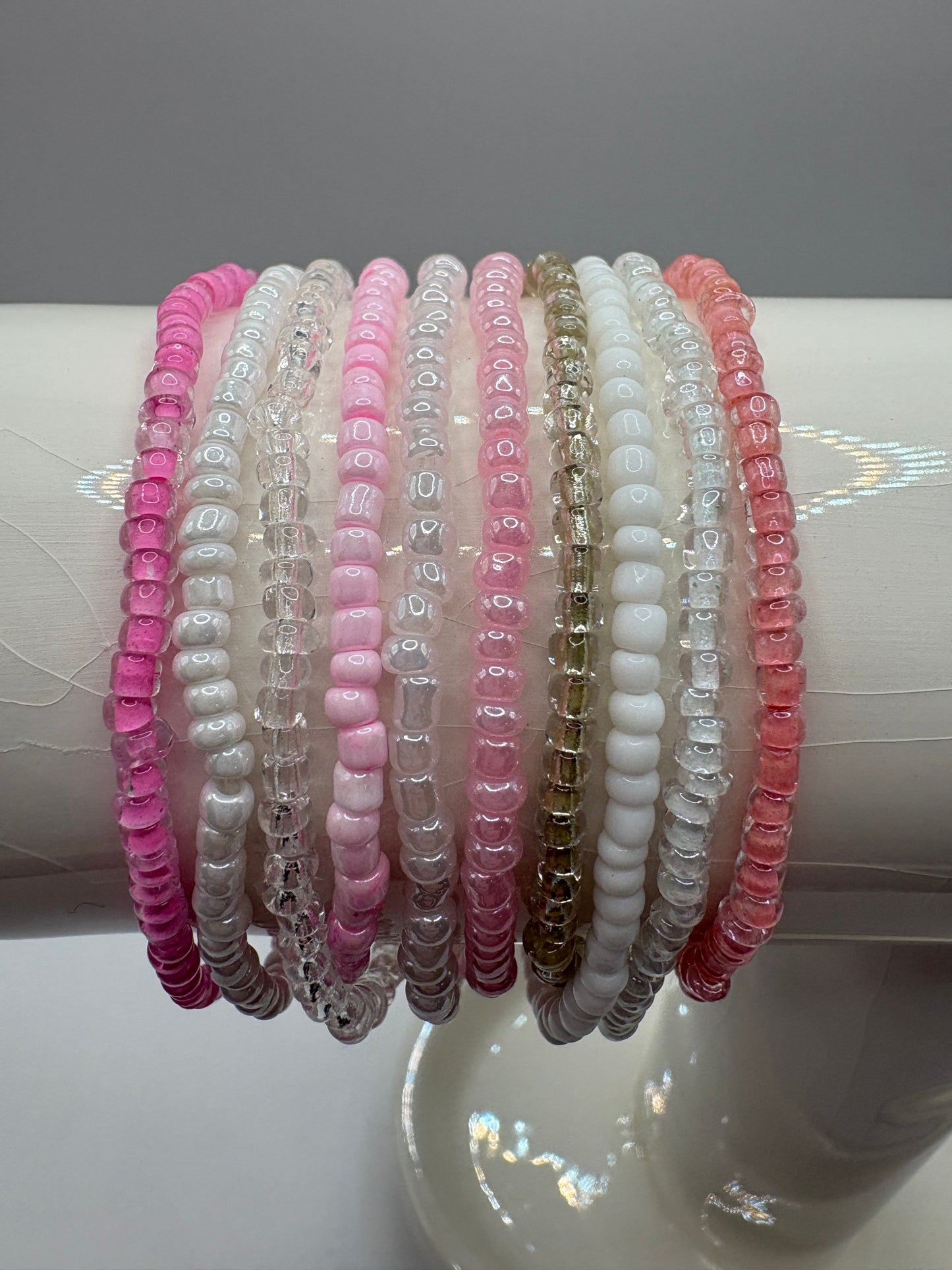 Clearly to Pink Cluster Bracelet/jj/Code #9