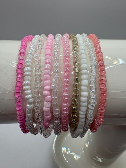 Clearly to Pink Cluster Bracelet/jj/Code #9