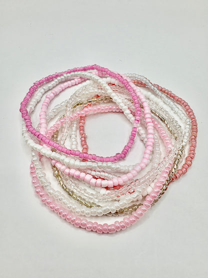 Clearly to Pink Cluster Bracelet/jj/Code #9