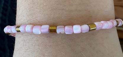 Bohemian Natural Shell Bracelet/Baby Pink/jj/Code #2