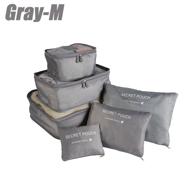 6-Piece Travel Storage Bag Set – Waterproof & Spacious/assorted colors al/tt