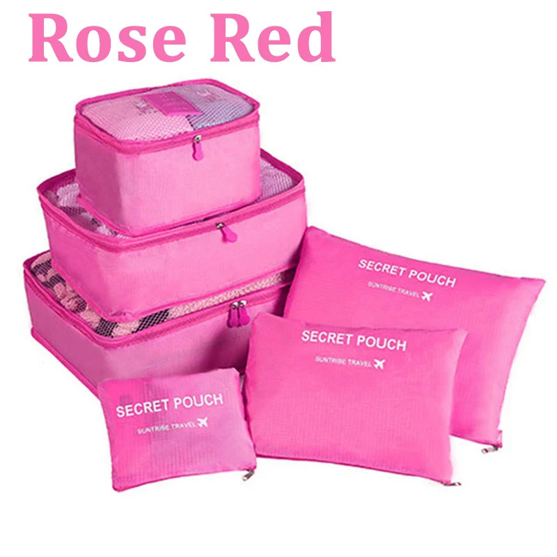 6-Piece Travel Storage Bag Set – Waterproof & Spacious/assorted colors al/tt