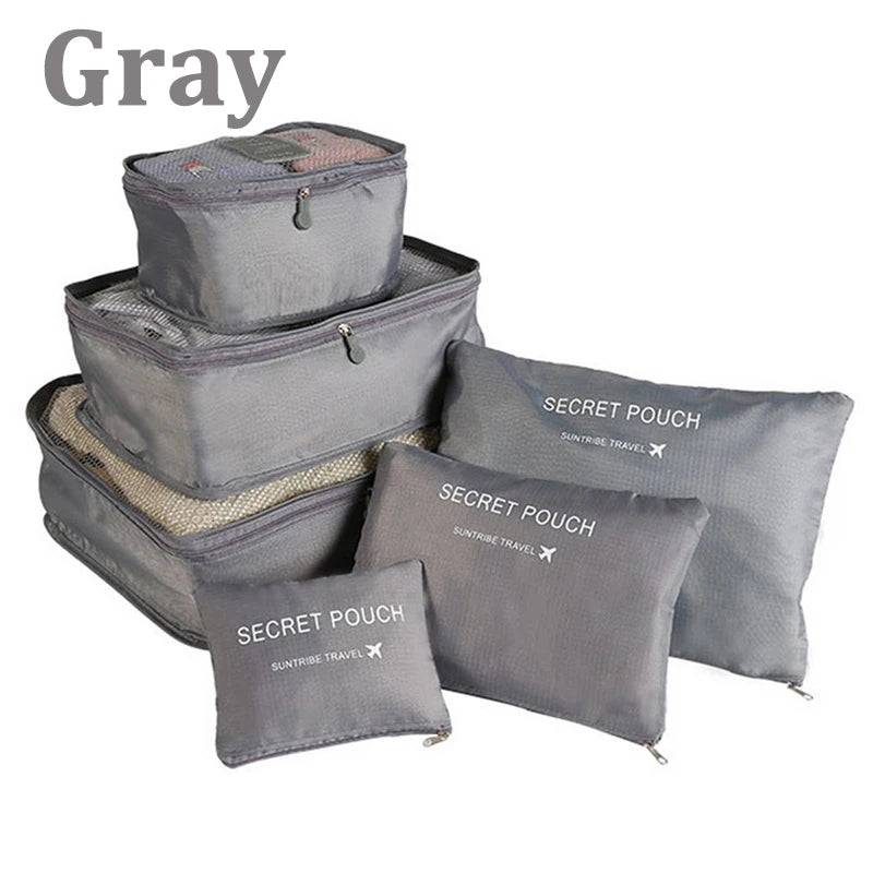 6-Piece Travel Storage Bag Set – Waterproof & Spacious/assorted colors al/tt