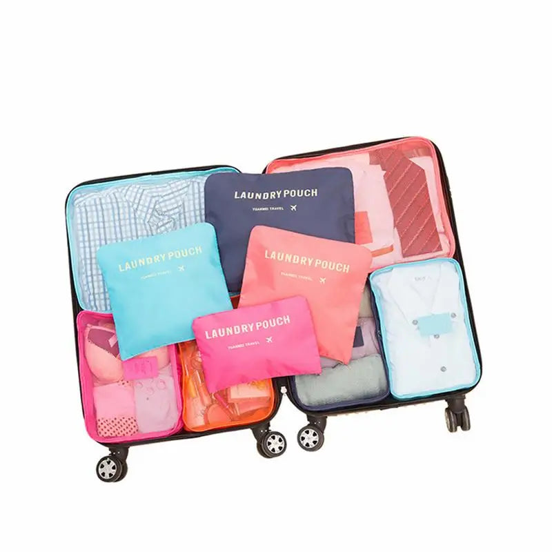 6-Piece Travel Storage Bag Set – Waterproof & Spacious/assorted colors al/tt
