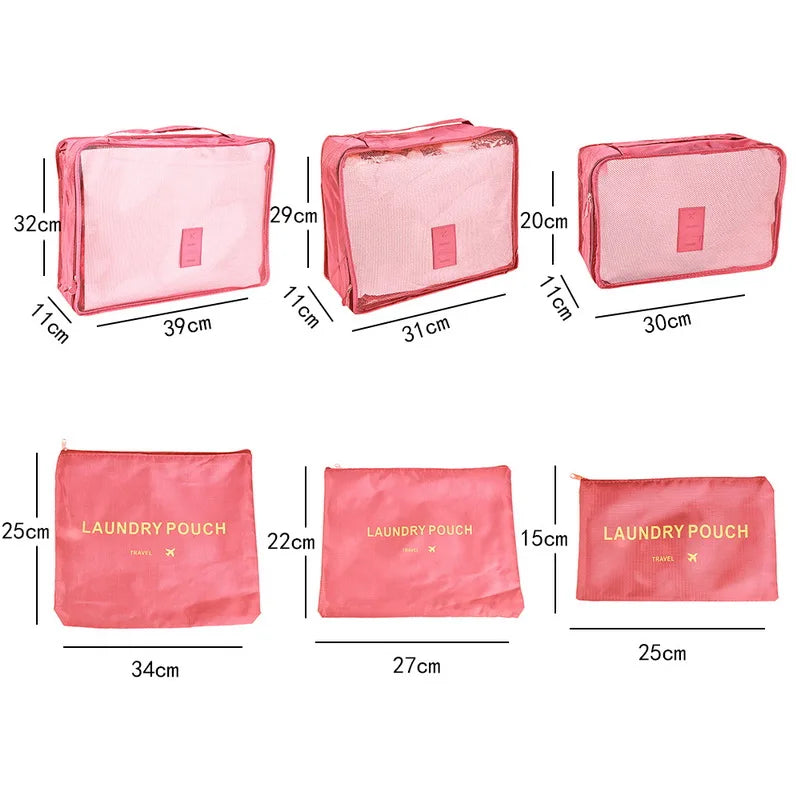 6-Piece Travel Storage Bag Set – Waterproof & Spacious/assorted colors al/tt