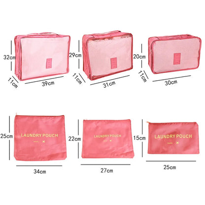 6-Piece Travel Storage Bag Set – Waterproof & Spacious/assorted colors al/tt