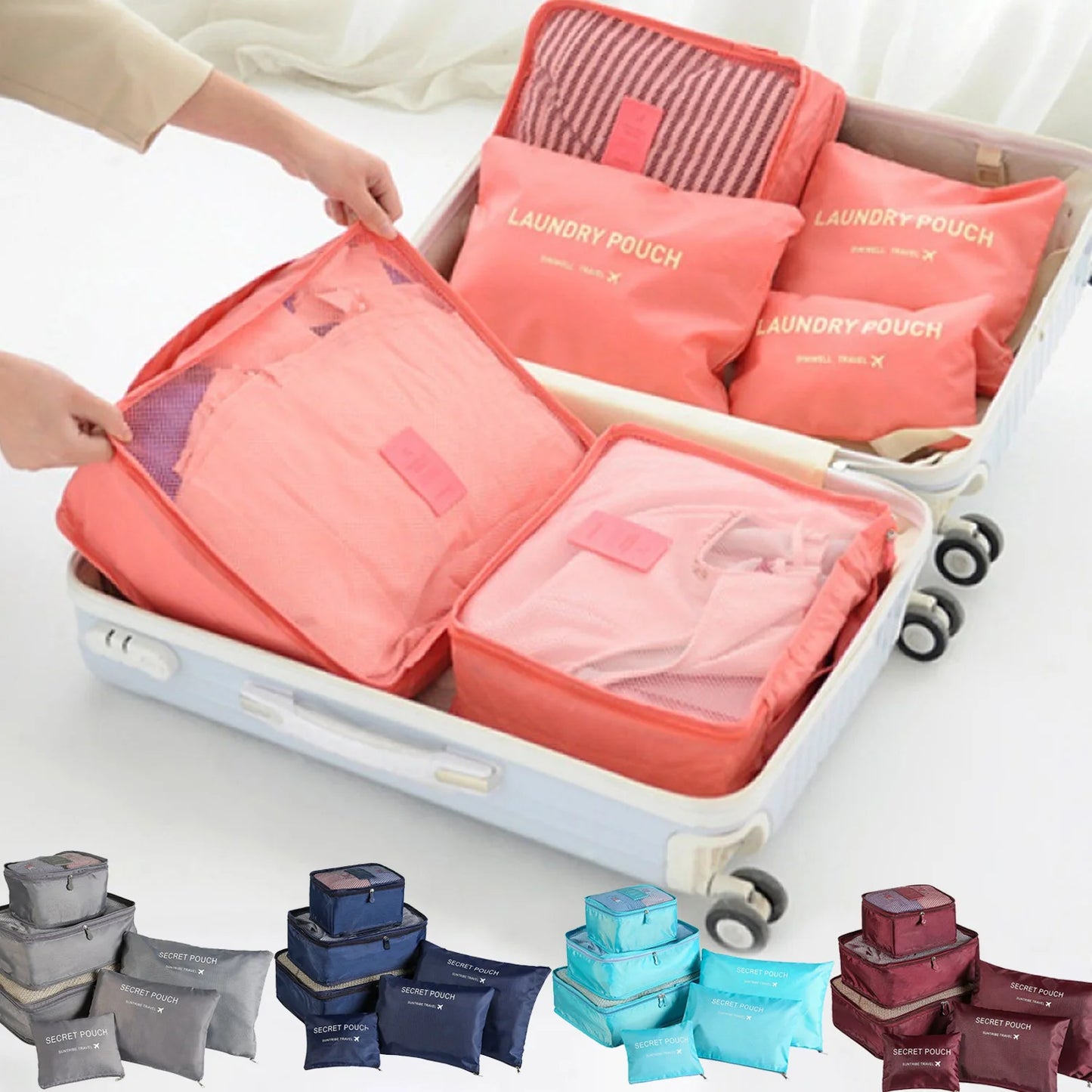 6-Piece Travel Storage Bag Set – Waterproof & Spacious/assorted colors al/tt