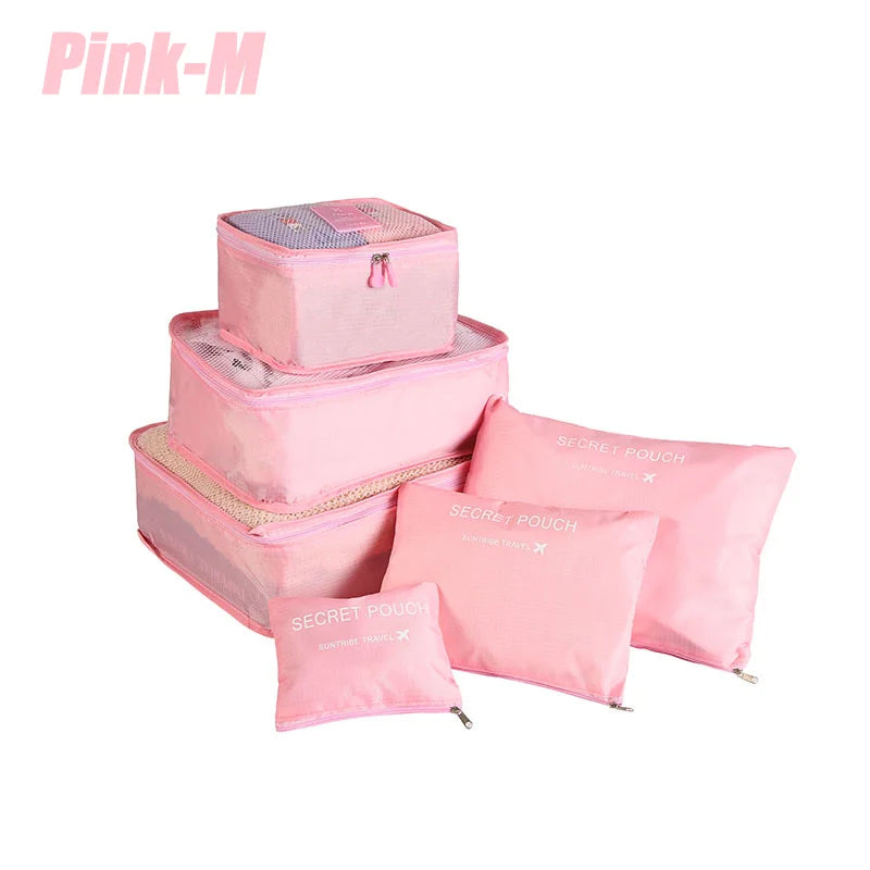 6-Piece Travel Storage Bag Set – Waterproof & Spacious/assorted colors al/tt