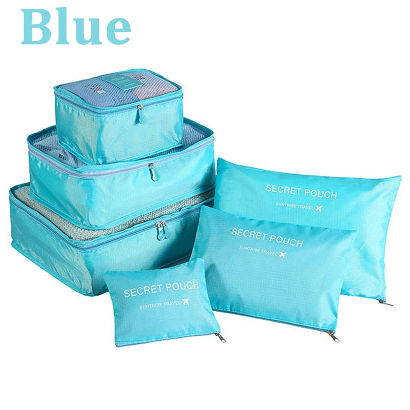 6-Piece Travel Storage Bag Set – Waterproof & Spacious/assorted colors al/tt