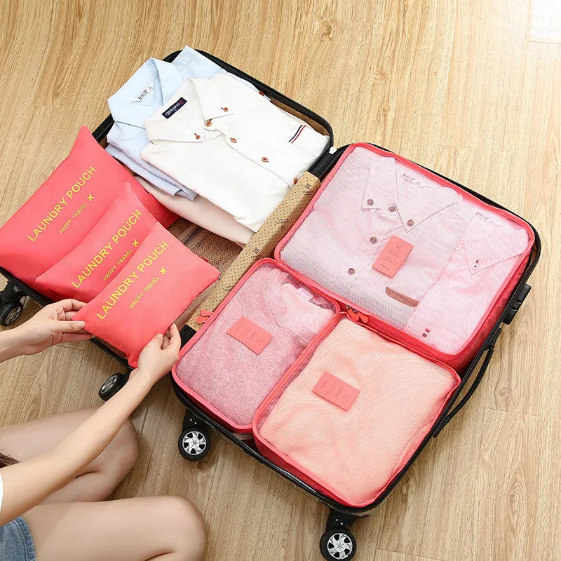 6-Piece Travel Storage Bag Set – Waterproof & Spacious/assorted colors al/tt