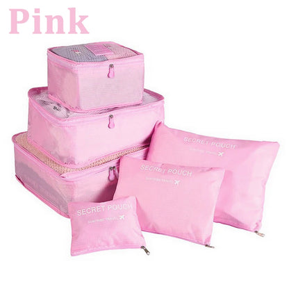 6-Piece Travel Storage Bag Set – Waterproof & Spacious/assorted colors al/tt