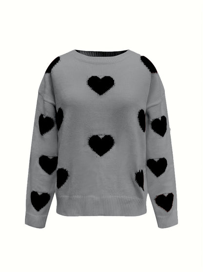 Valentine’s Day Heart Round Neck Long Sleeve Sweater nt