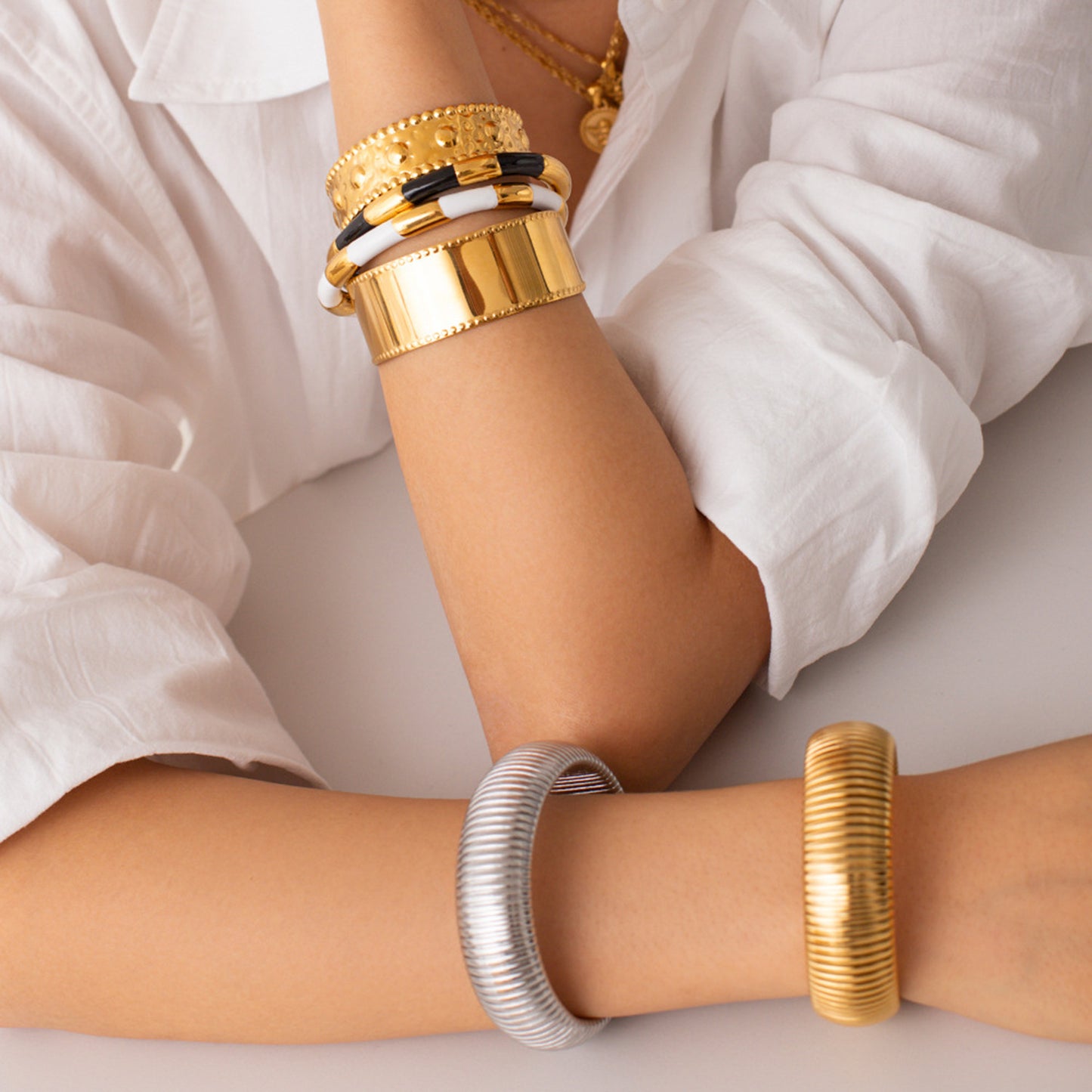 18K Gold-Plated Stainless Steel Bracelet - Gold Spiral
