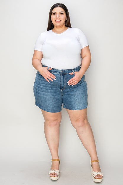 Judy Blue Full Size High Waist Slim Denim Shorts tt